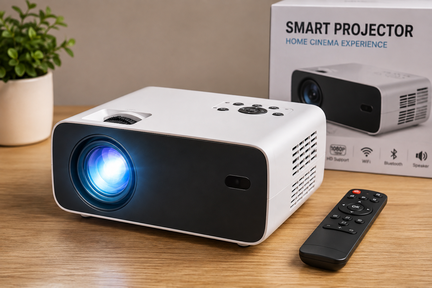 Smart Mini Projector | Full HD 1080P Support | WiFi & Bluetooth | Portable Home Theater