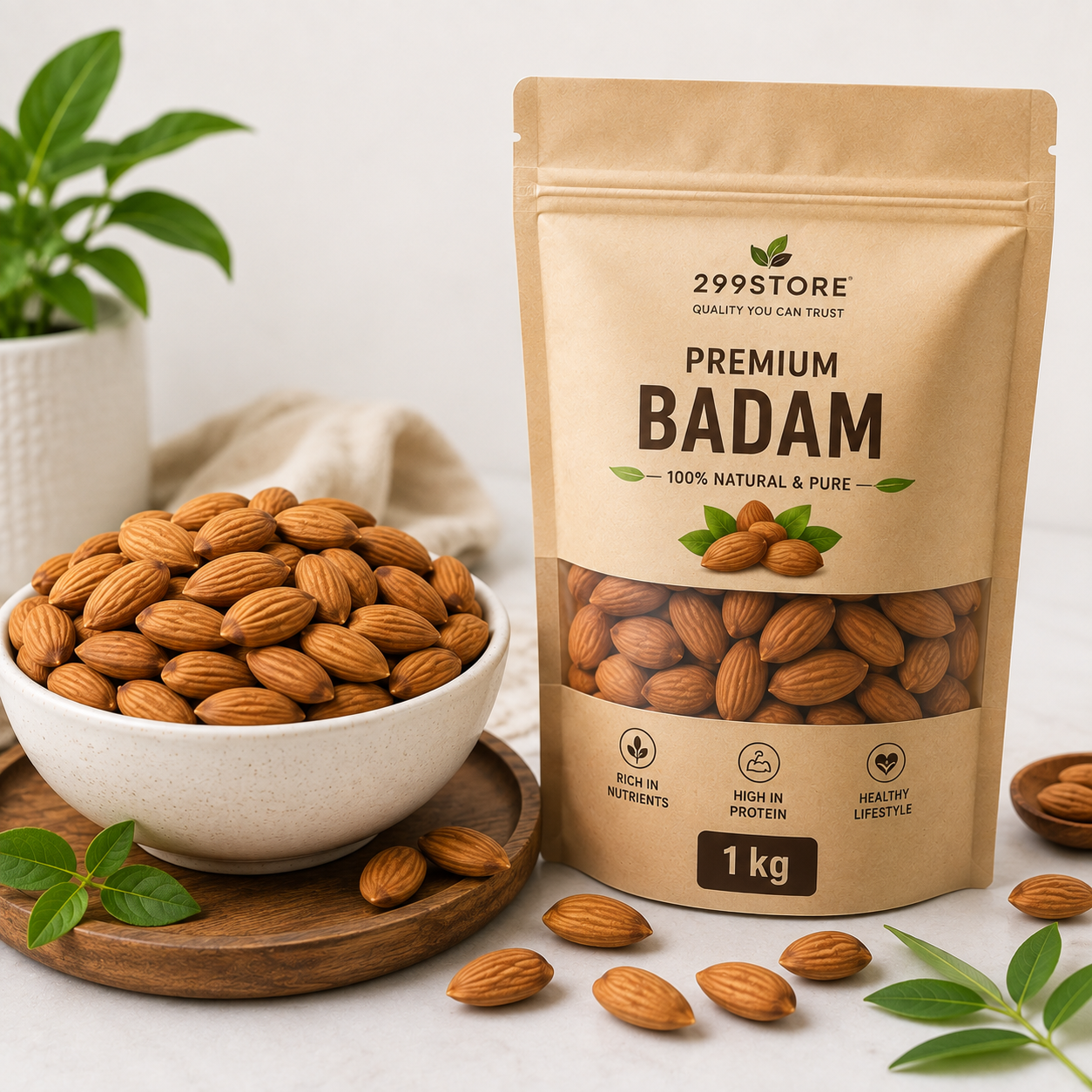Premium Badam (Almonds) 1 kg | Crunchy, Fresh & Healthy