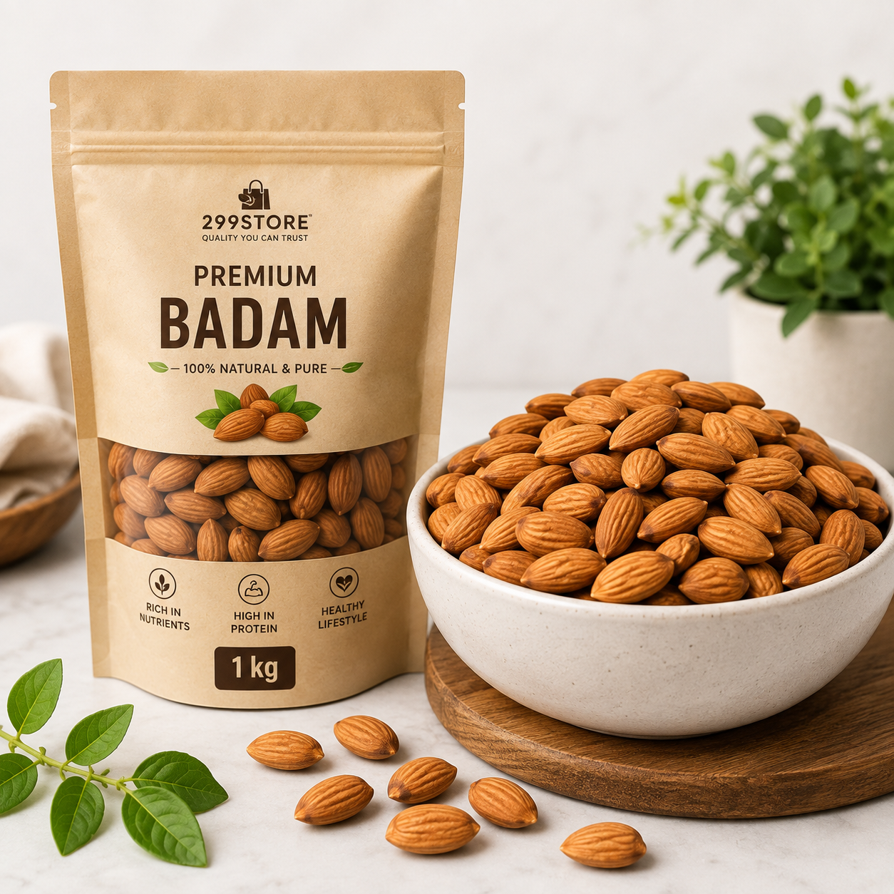 Premium Badam (Almonds) 1 kg | Crunchy, Fresh & Healthy